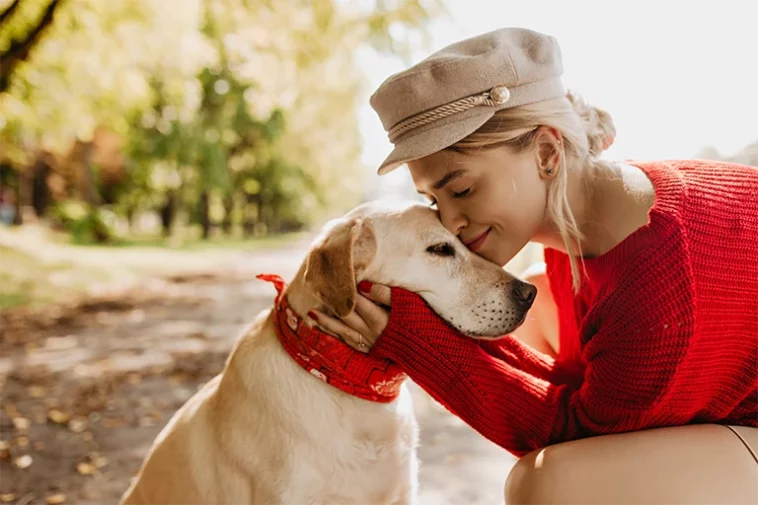 having good time with dog