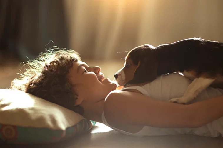 puppy with cute boy